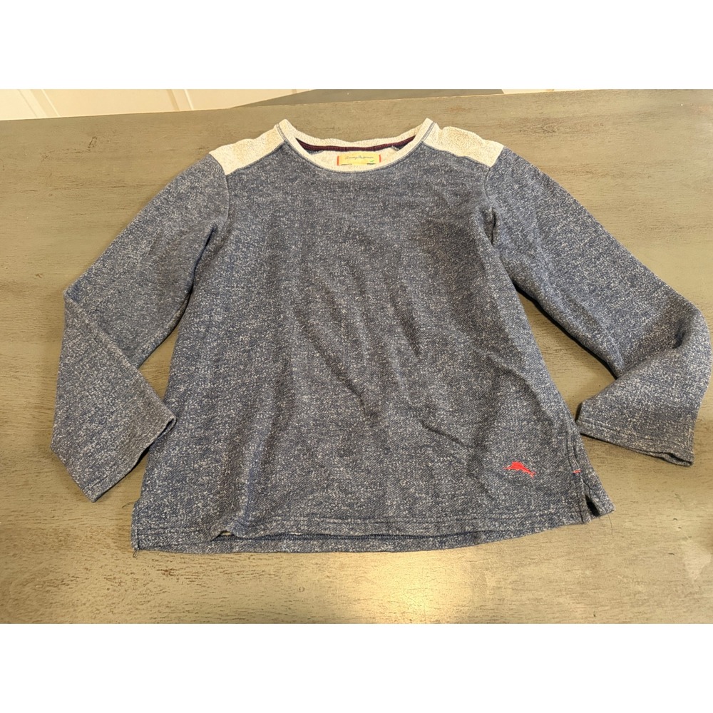 Tommy Bahama Mens Blue Marl Long Sleeve Pullover Sweatshirt Marlin Logo Medium